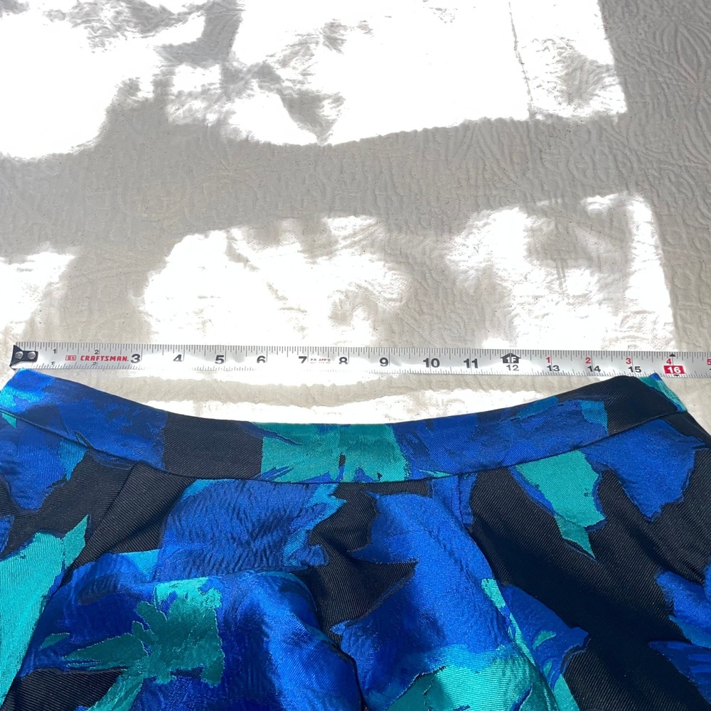 Abbey Glass Blue Teal Floral Print High Low Midi Skirt Size L - Picture 7 of 9